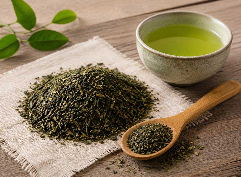 Screw press dewatering machine processing green tea