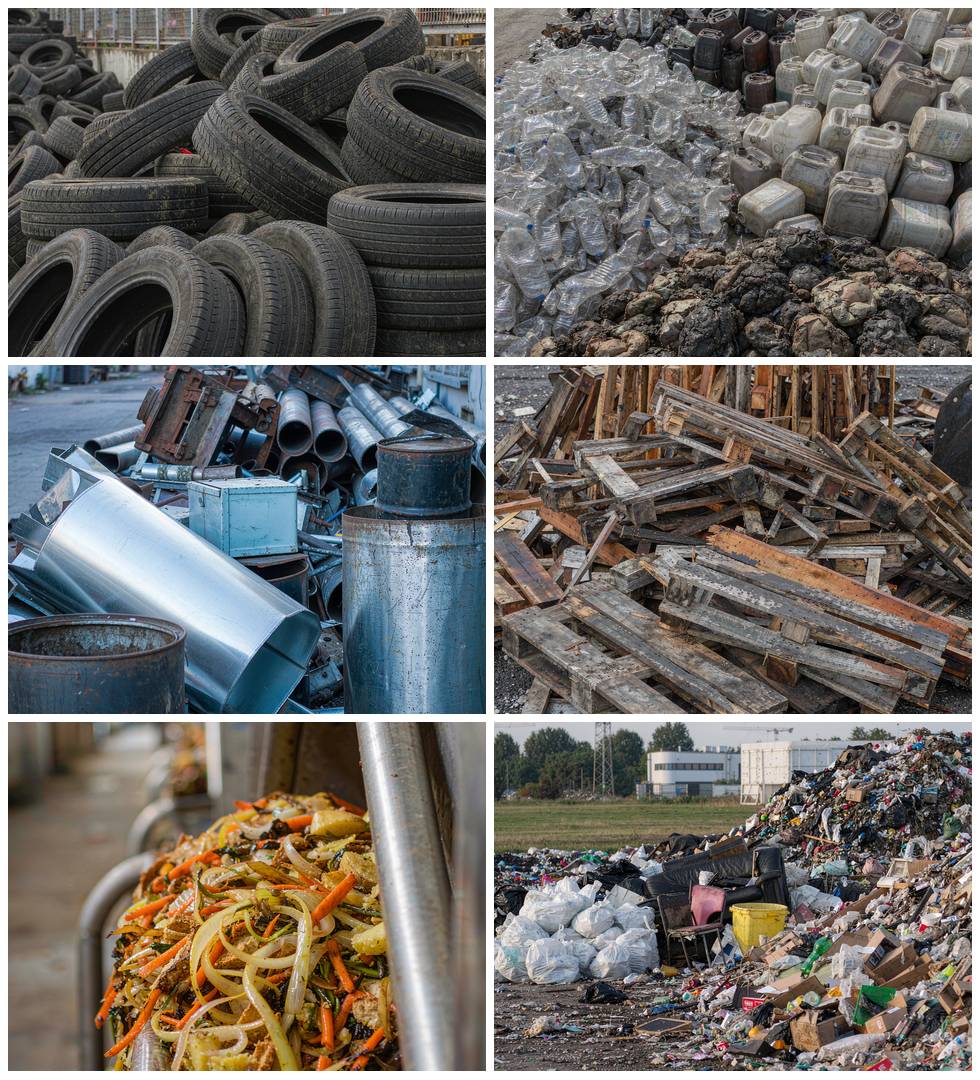 Materials processed by a double shaft shredder