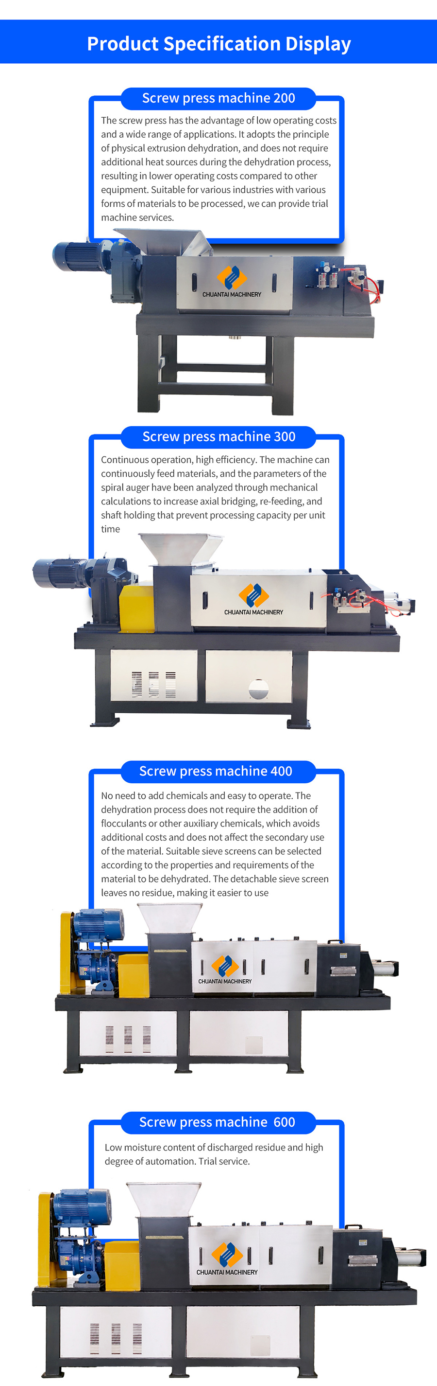 Screw Press Dewatering Machine